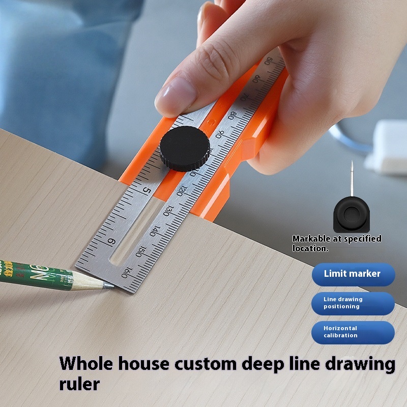 Workshop Measuring Tools - Multi-role Depth Measuring Ruler Adjustable Woodworking