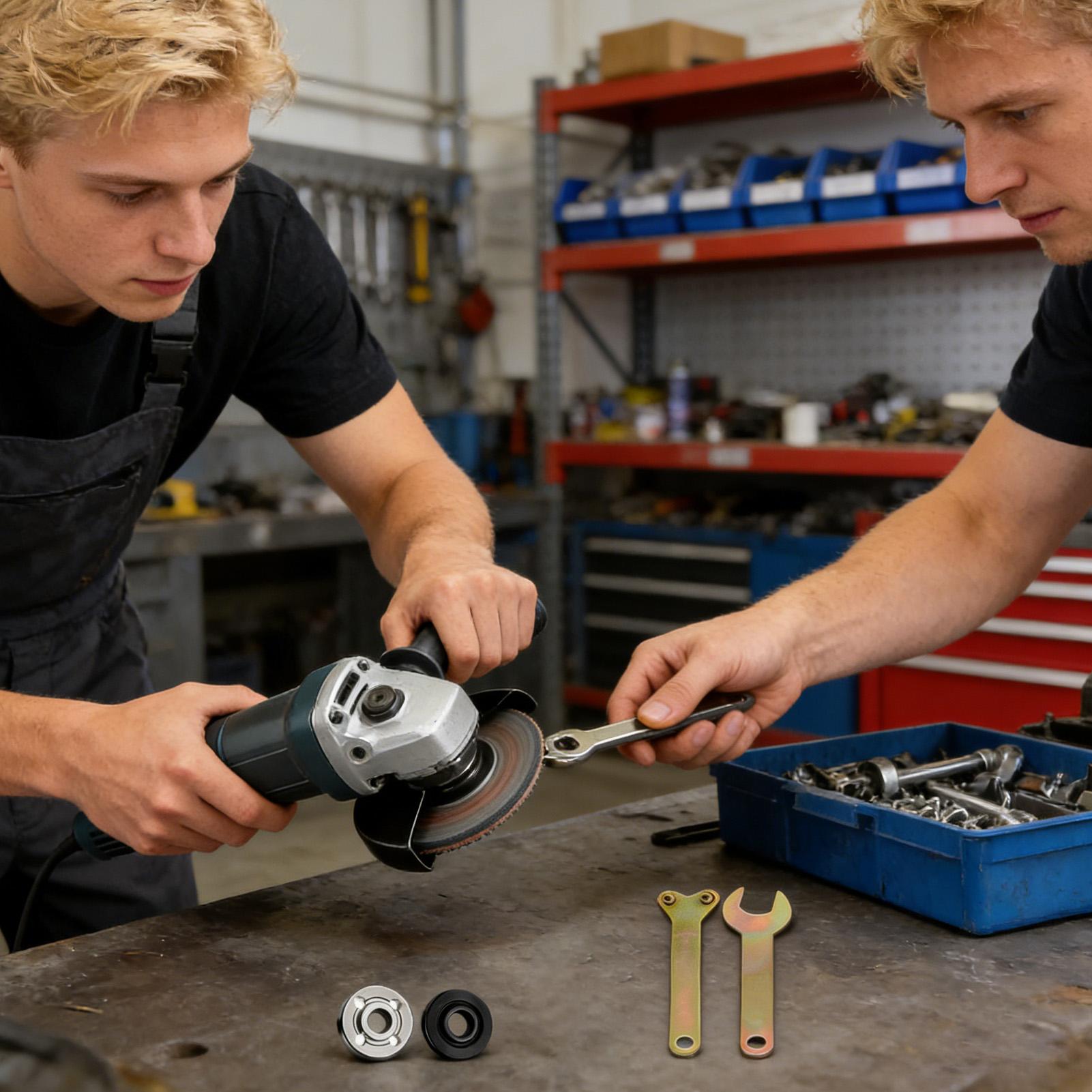 Tools In Electrical Workshop - Angle Grinder Nut Electric Drill Wrench