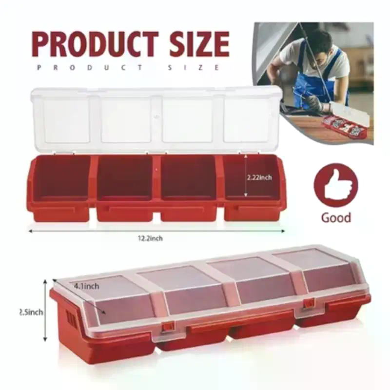 Workshop Tools Storage - Screw Organizer Box Plastic 4 Compartments