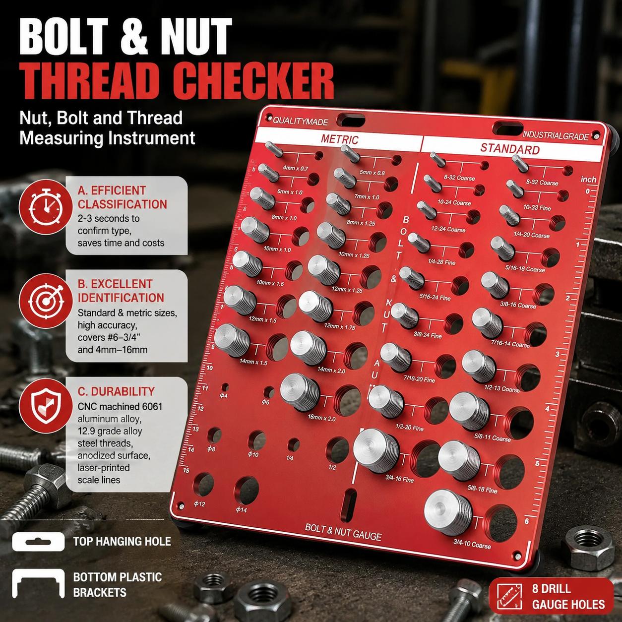 Workshop Measuring Tools - Nut and Bolt Thread Gauge Set