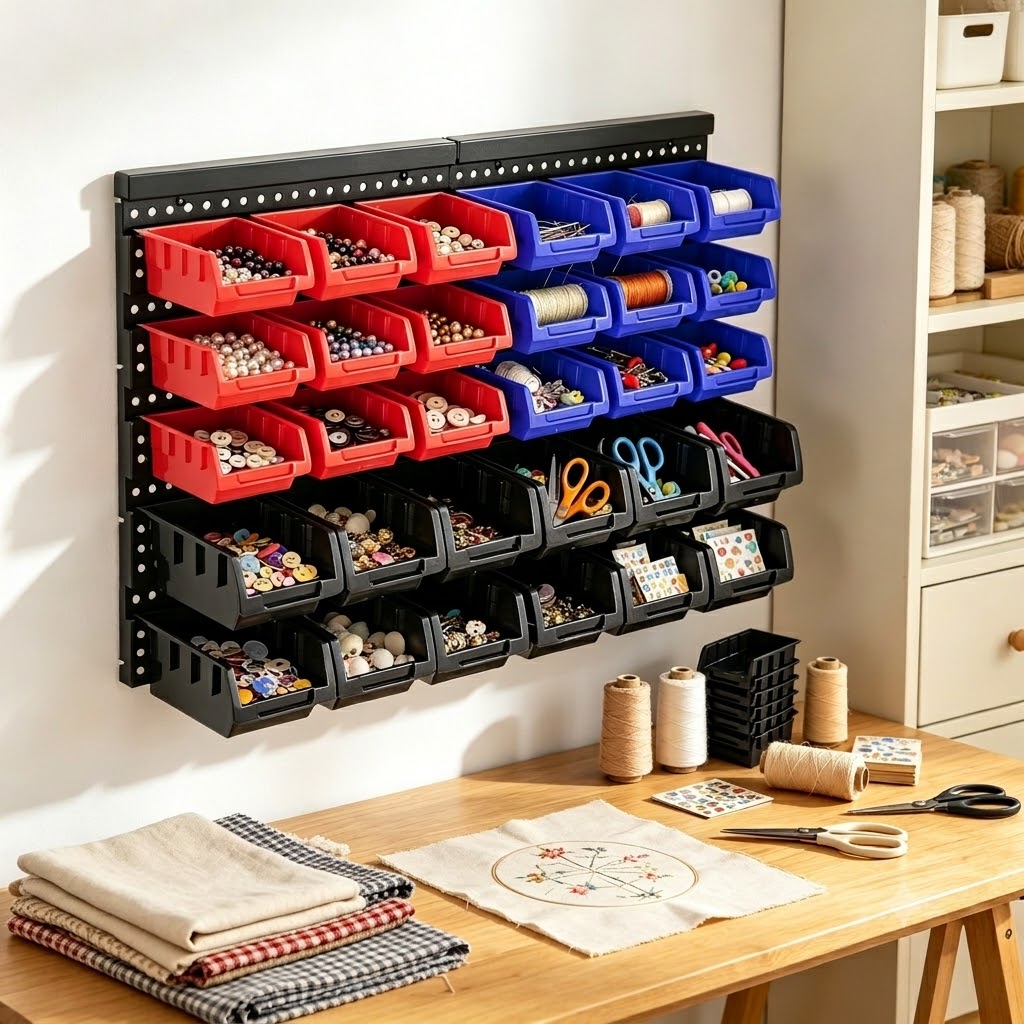 Workshop Tools Hanging - Wall Mounted Storage Bins Organizer Rack
