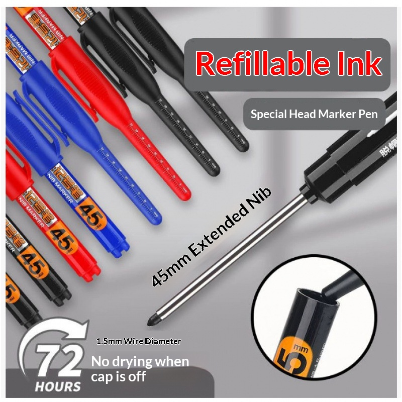 Workshop Measuring Tools - 12/2Pcs 45mm Deep Hole Marker Pens