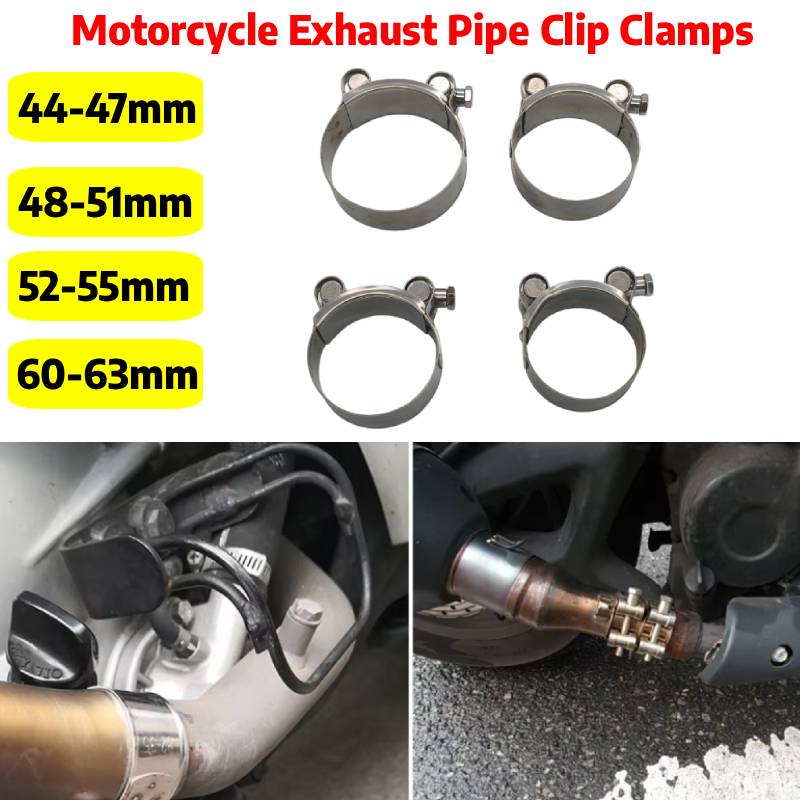 Pipe Clamp Bar - 44mm-63mm Motorcycle Exhaust Clip Stainless Steel