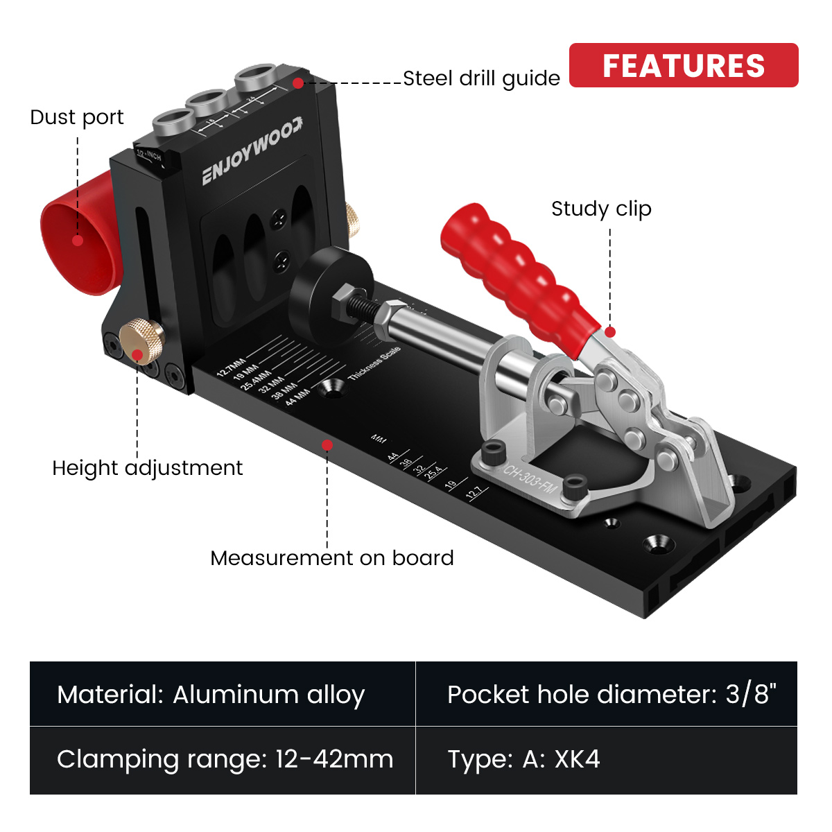 ENJOYWOOD XK4 Woodworking Incl - Pocket Hole Jig recension och pris