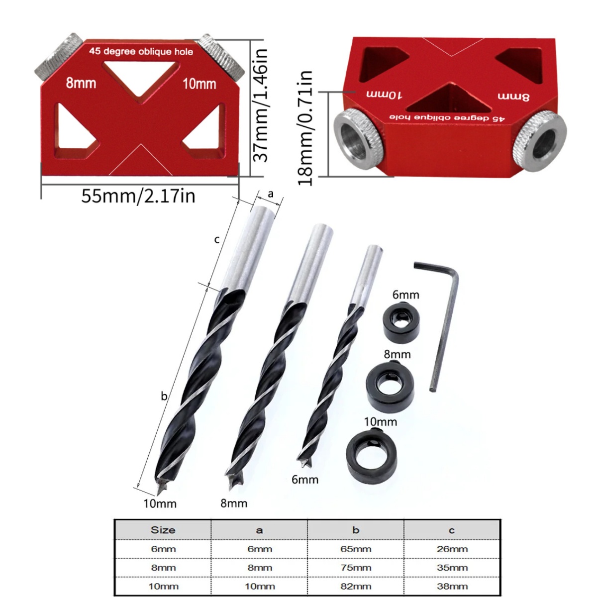 45° Aluminum Pocket Hole Jig K - Dowel Jig Kit recension och pris
