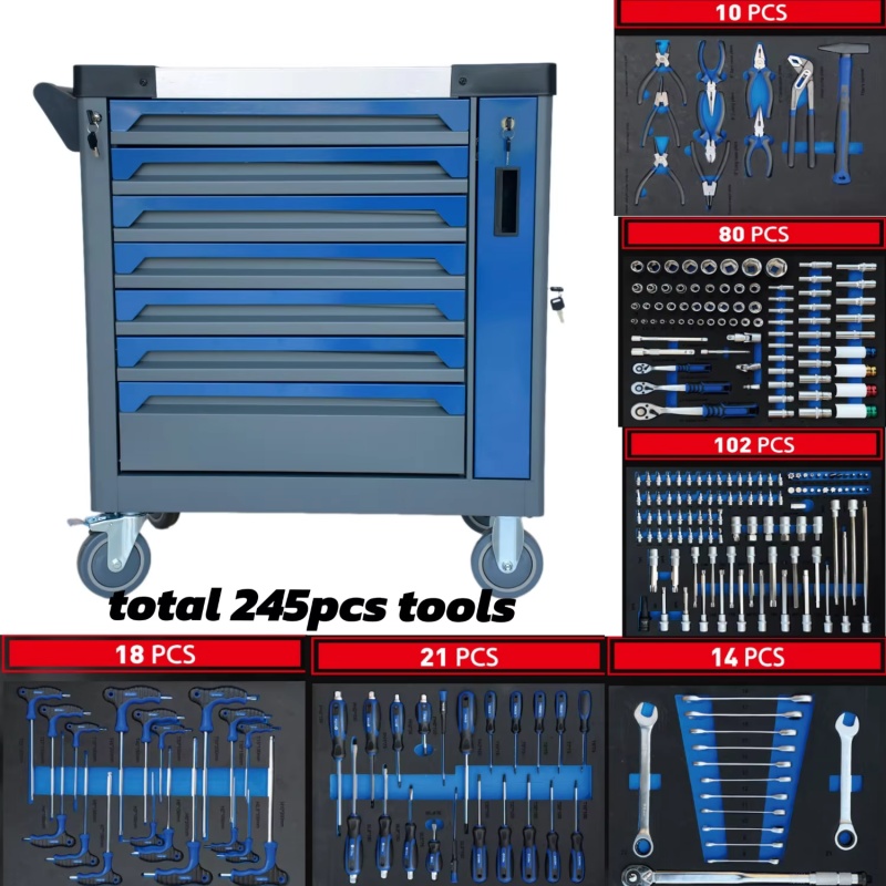 7-Drawer Lockable Rolling Stee - Workshop Tools Storage recension och pris