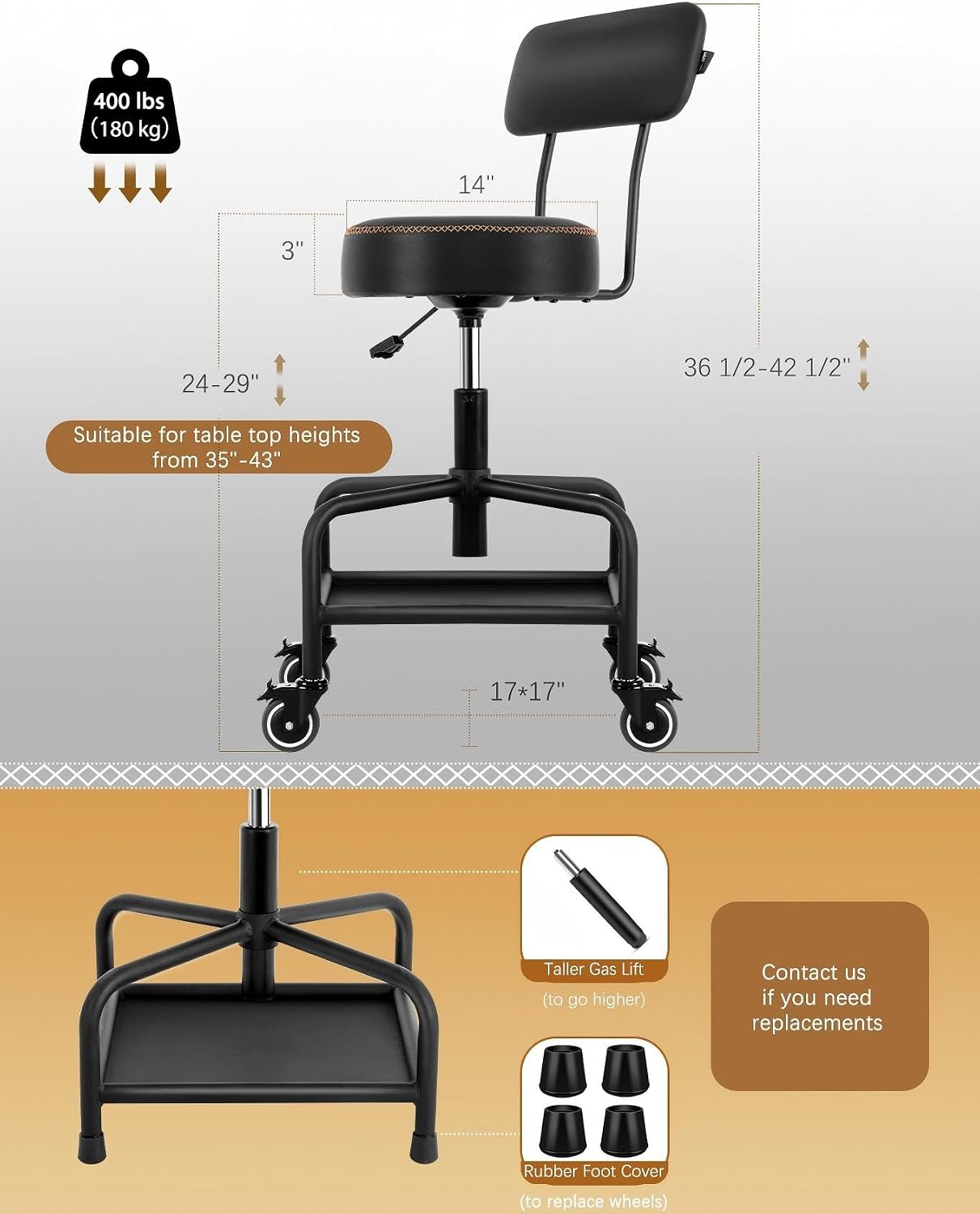 Rolling Garage Shop Stool With - Workshop Tools Storage recension och pris